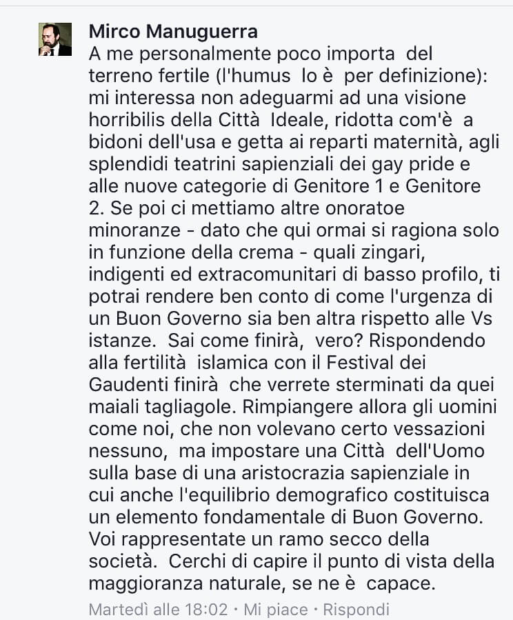 Vergognoso linciaggio omofobo del Presidente Centro Studi Danteschi su Facebook: "Rotti in culo, morirete tutti di AIDS"