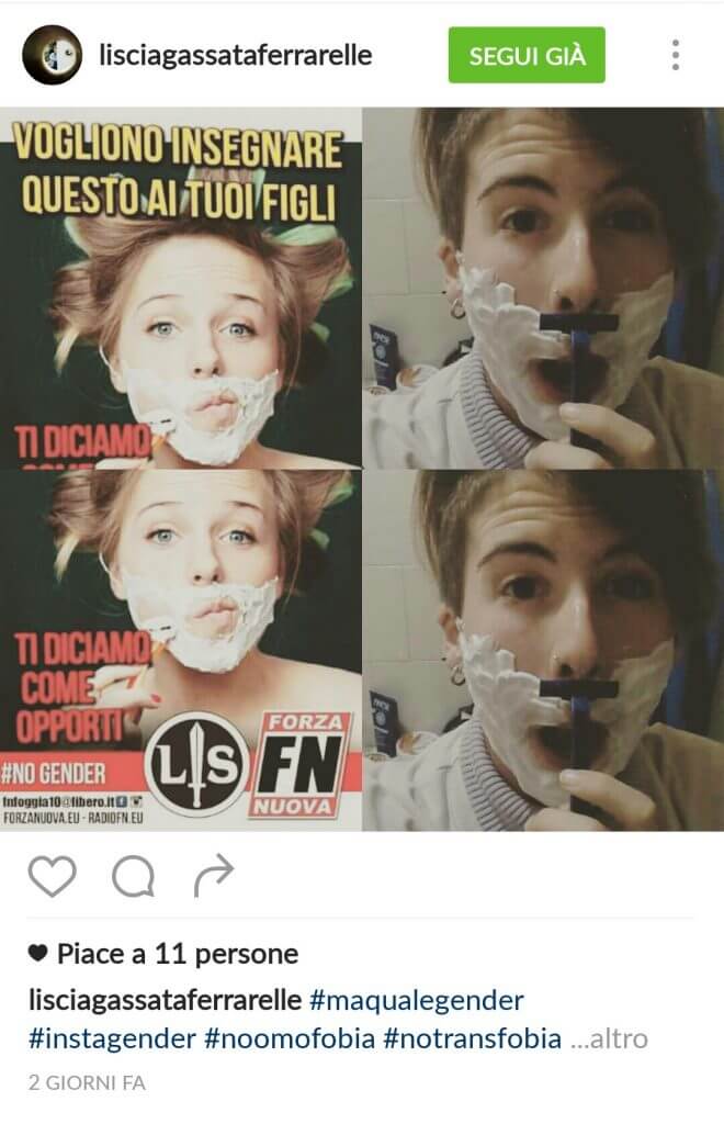 Contro le provocazioni di Forza Nuova parte #MaQualeGender, campagna per la liberazione dagli stereotipi