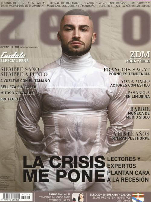 Un numero della rivista "Zero", con in copertina il pornoattore François Sagat.