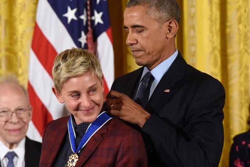 Ellen DeGeneres riceve la Medaglia presidenziale della Libertà da Barack Obama