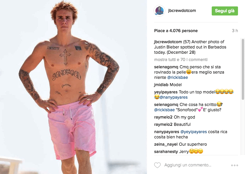 Justin Bieber con simbolo checked sui genitali e boxer rosa alle Barbados
