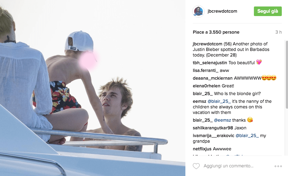 Justin Bieber con simbolo checked sui genitali e boxer rosa alle Barbados
