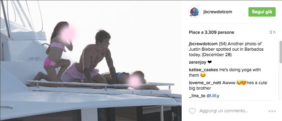 Justin Bieber con simbolo checked sui genitali e boxer rosa alle Barbados
