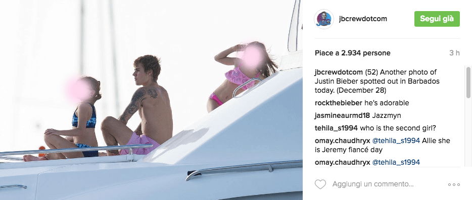 Justin Bieber con simbolo checked sui genitali e boxer rosa alle Barbados