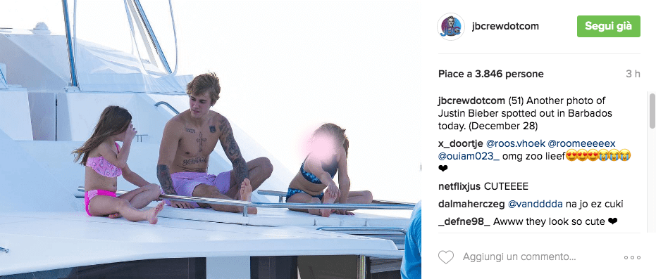 Justin Bieber con simbolo checked sui genitali e boxer rosa alle Barbados