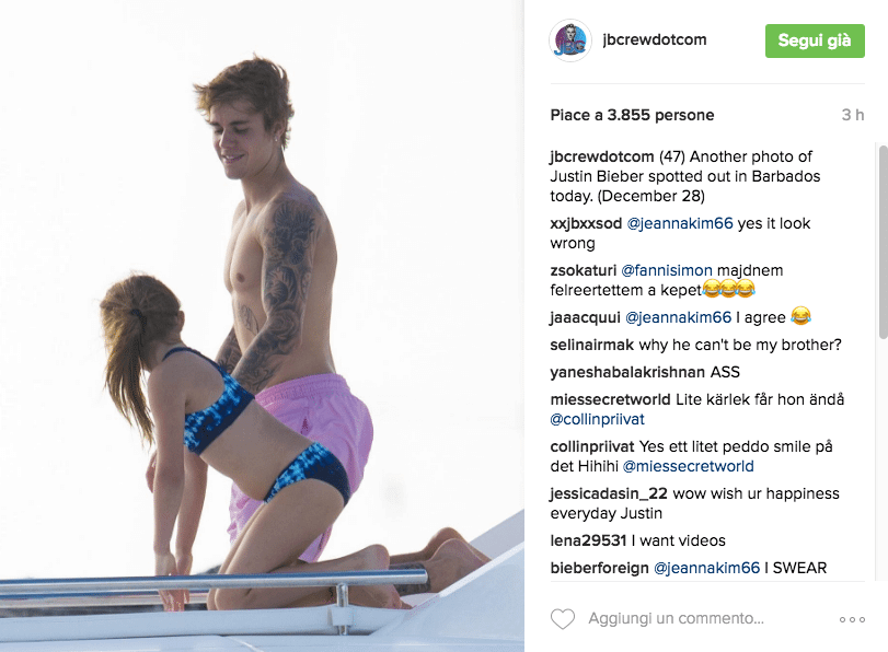 Justin Bieber con simbolo checked sui genitali e boxer rosa alle Barbados