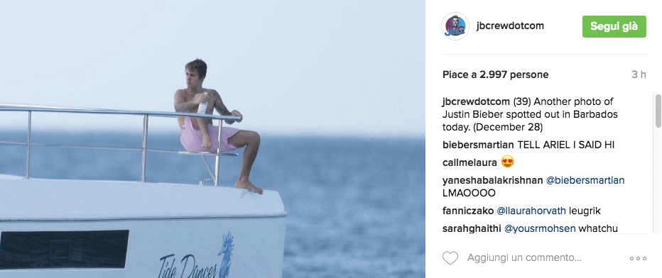 Justin Bieber con simbolo checked sui genitali e boxer rosa alle Barbados