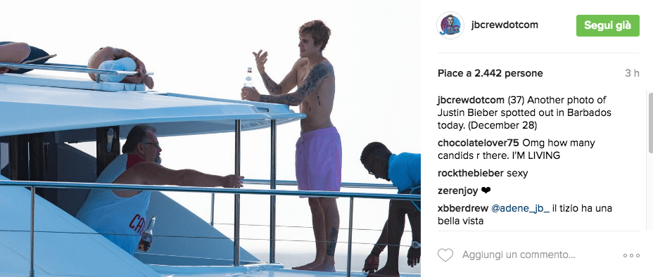 Justin Bieber con simbolo checked sui genitali e boxer rosa alle Barbados