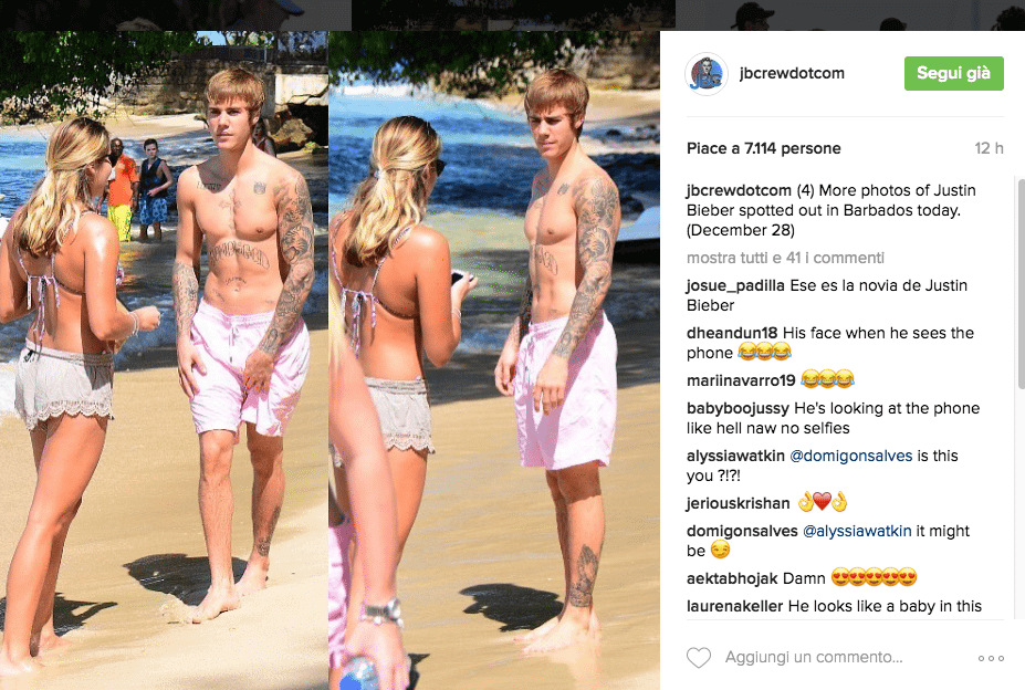 Justin Bieber con simbolo checked sui genitali e boxer rosa alle Barbados