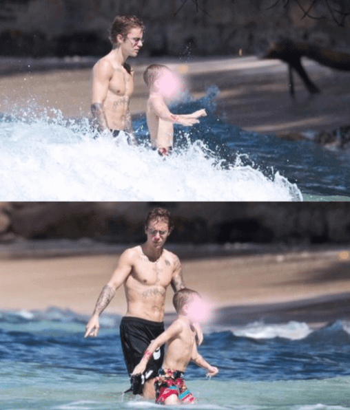 Justin Bieber con simbolo checked sui genitali e boxer rosa alle Barbados