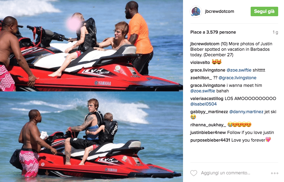 Justin Bieber con simbolo checked sui genitali e boxer rosa alle Barbados