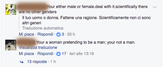 Cascata di commenti transfobici sotto il video di Felix, teenager trans FtM - Schermata 2016 12 15 alle 16.15.51 - Gay.it