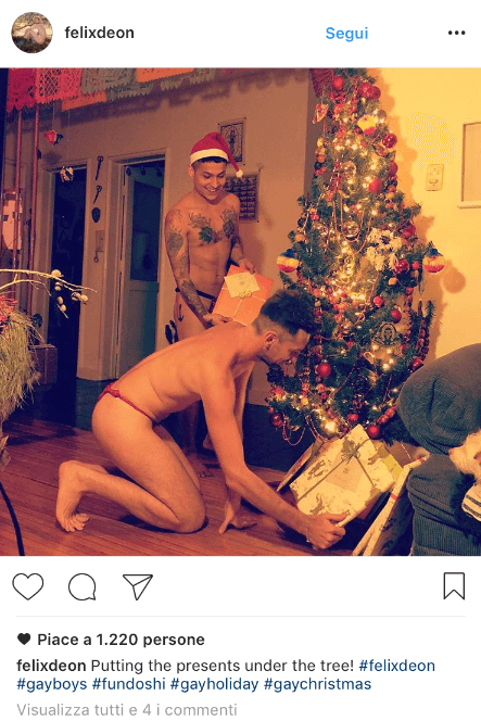 Modelli amatoriali in formato natalizio: su Instagram impazza l'hashtag #gaychristmas