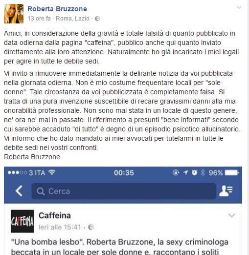 La criminologa Bruzzone a un party lesbo, lei querela: "Falsità che lede la mia onorabilità professionale" - Roberta Bruzzone bar lesbo - Gay.it