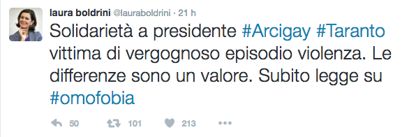 Taranto: aggredito in piazza il presidente di Arcigay, Boldrini: "Subito la legge" - Schermata 2017 01 16 alle 10.09.56 - Gay.it