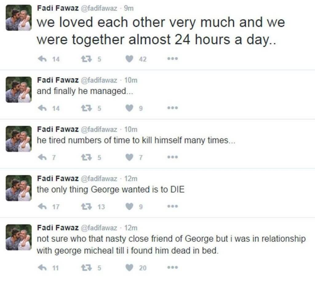 George Michael suicida? Giallo sui tweet del fidanzato, che smentisce subito. Ma Boy George non ci crede - george michael tweet - Gay.it