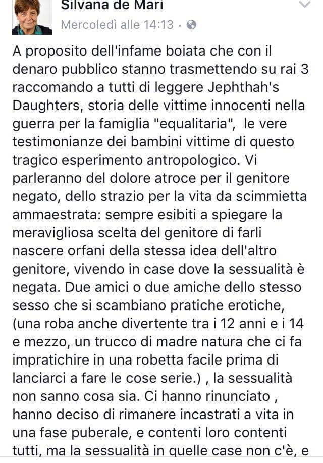 La dottoressa e scrittrice per bambini Silvana de Mari: "L'omosessualità va curata con la castità, mortifica l'ano" - silvana de mari 2 - Gay.it
