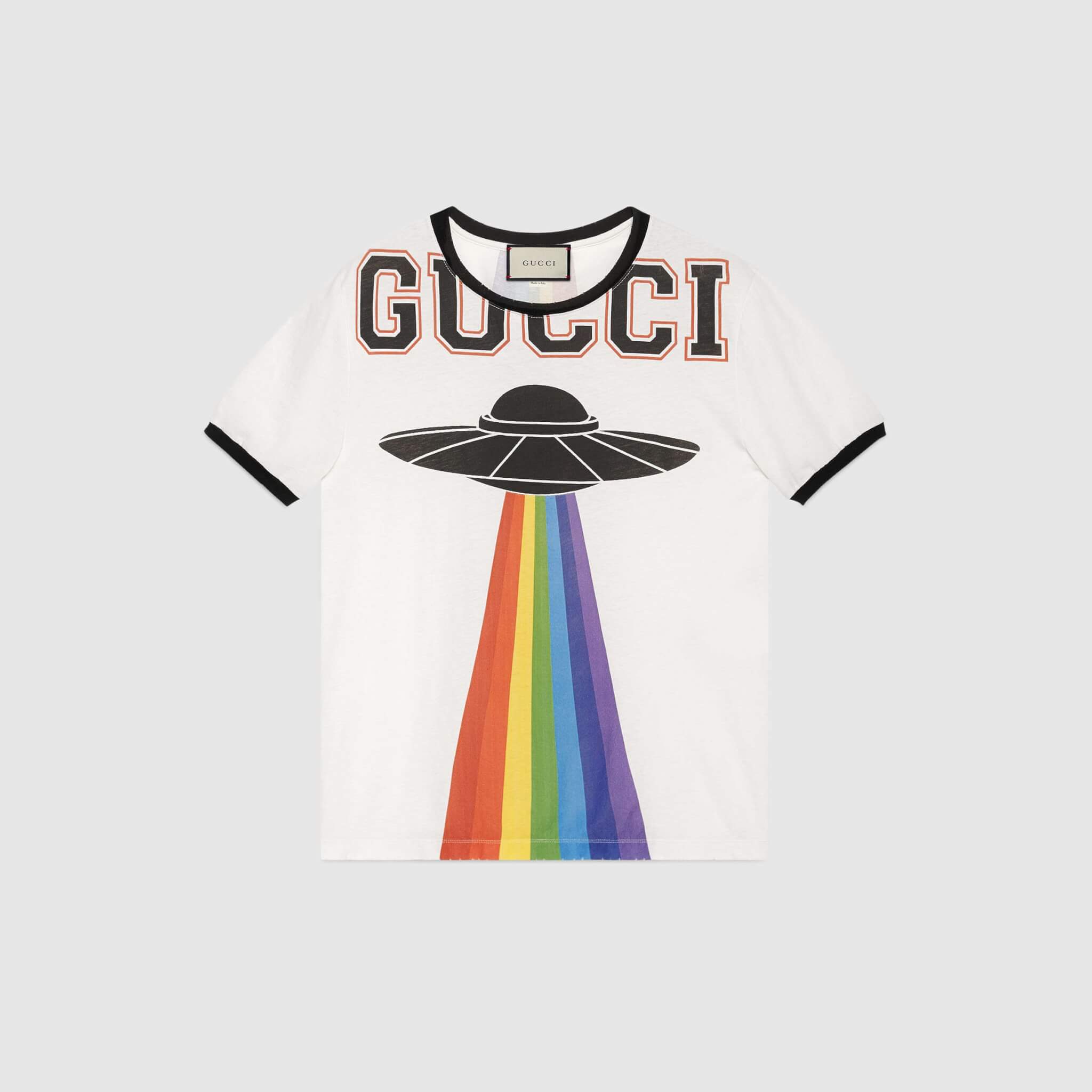 Rainbow Mania: la moda è arcobaleno - 476035 X5V05 7570 001 100 0000 Light T shirt in cotone con stampa UFO - Gay.it