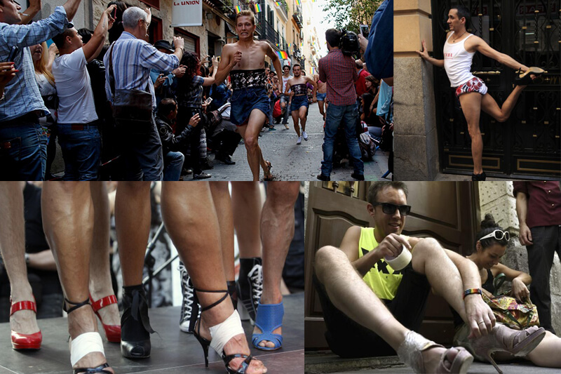 Madrid: corsa sui tacchi per soli uomini per celebrare il World Pride 2017