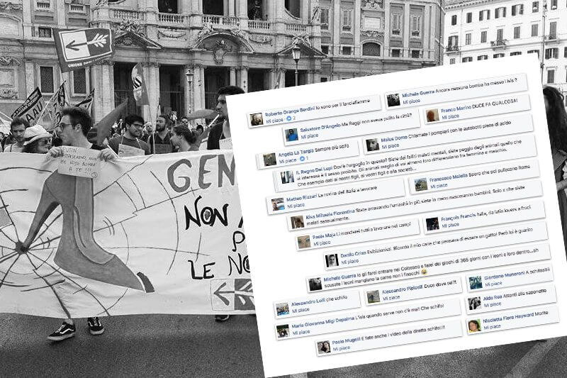 “Schifosi”, “morite”, “speriamo vi bombardi l’ISIS”: durante la diretta di Repubblica del Roma Pride si scatenano gli omofobi