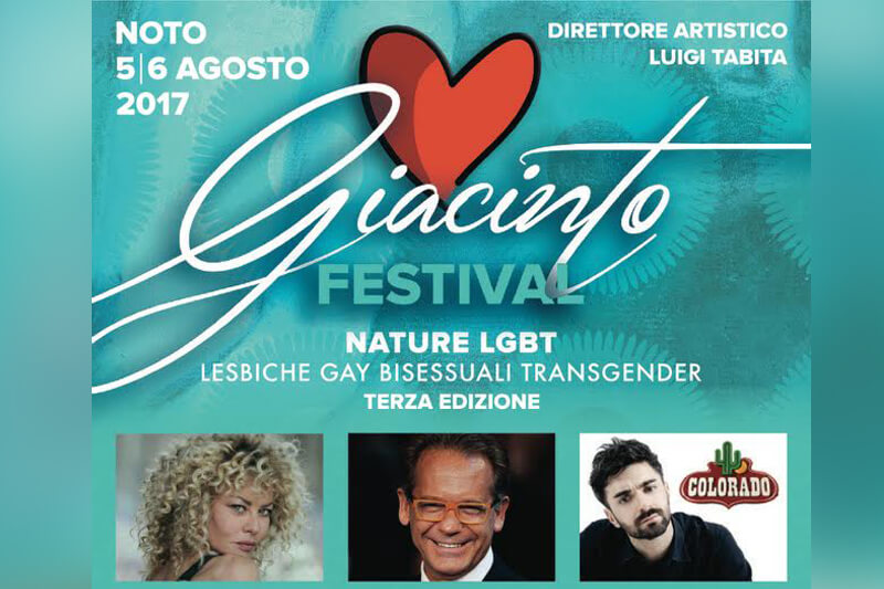 Torna il Giacinto Festival di Noto, eventi LGBT con Eva Grimaldi, Cecchi Paone e tanti altri
