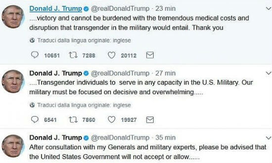 Trump, no ai transgender nell'esercito: "Serve concentrazione per vittorie schiaccianti" - trump 1 - Gay.it