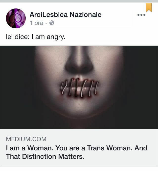 Arcilesbica contro le donne trans: "La biologia conta" - 20638863 1372920066077707 5746170538975345823 n - Gay.it