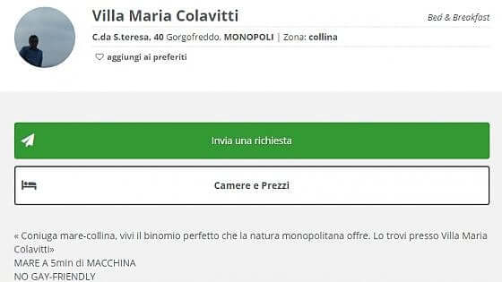 Omofobia, B&B di Monopoli (Bari): "Mare a cinque minuti, no gay friendly" - omofobia monopoli 1 - Gay.it