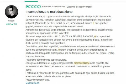 Tripadvisor, ristoratore catanese replica al cliente: "Checca impazzita e repressa" - ristoratore 6 - Gay.it