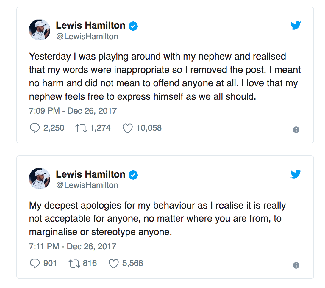 Lewis Hamilton chiede scusa per aver sgridato il nipote vestito da principessa - Schermata 2017 12 27 alle 11.30.48 - Gay.it