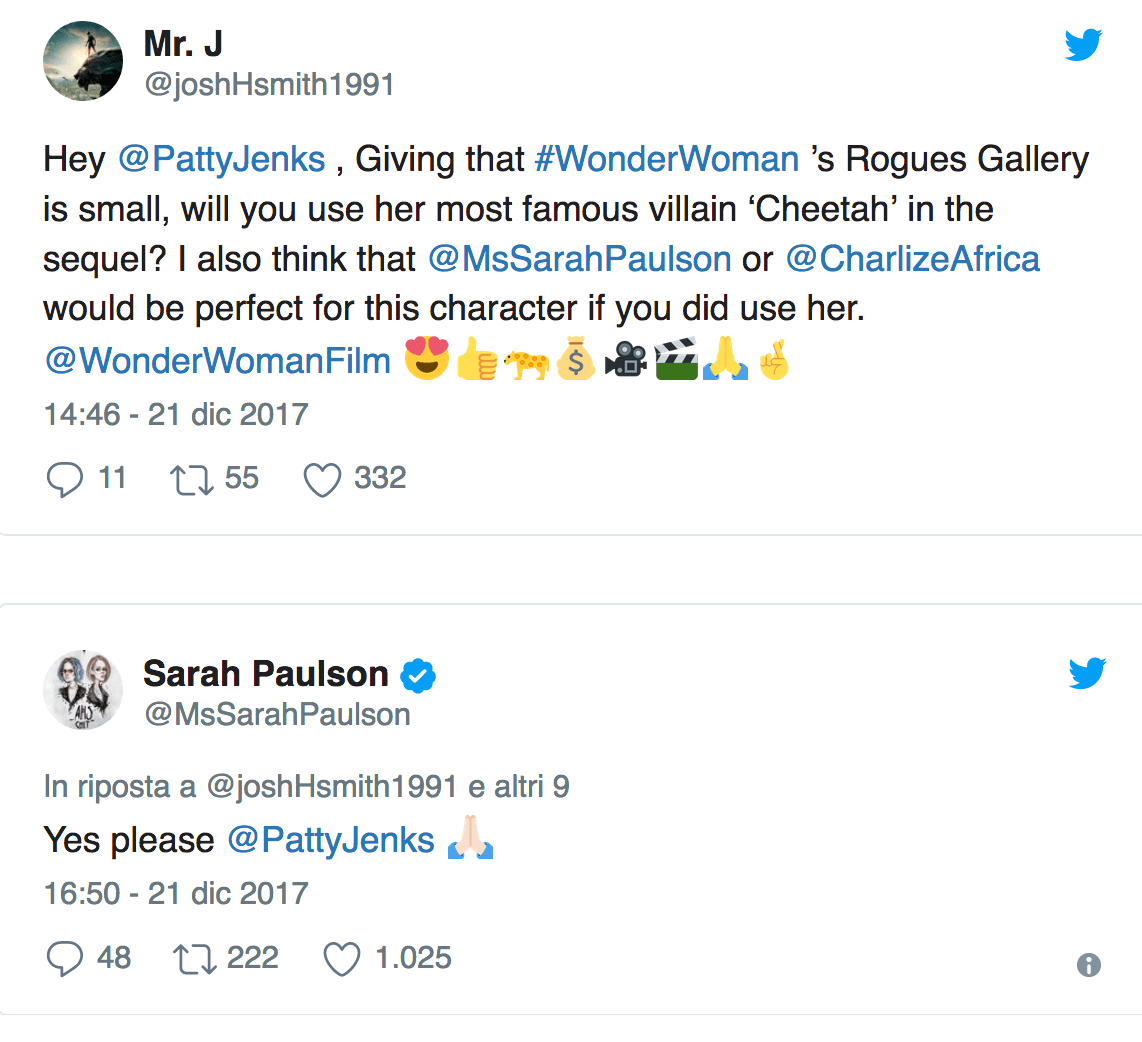 Wonder Woman 2, Sarah Paulson vuole essere la villain Cheetah - Schermata 2017 12 28 alle 16.09.03 - Gay.it