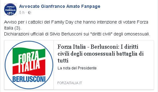 Amato invita a non votare Forza Italia: è un partito troppo LGBT-friendly? - amato 2 - Gay.it