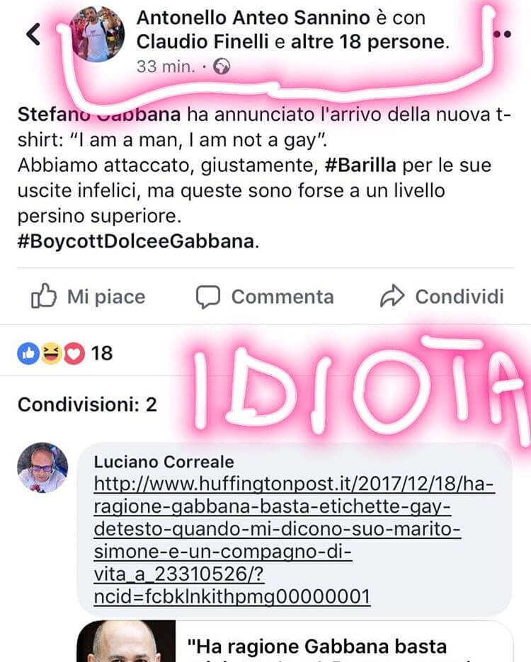 Stefano Gabbana a chi lo critica: "Idiota" - gabbana 1 - Gay.it