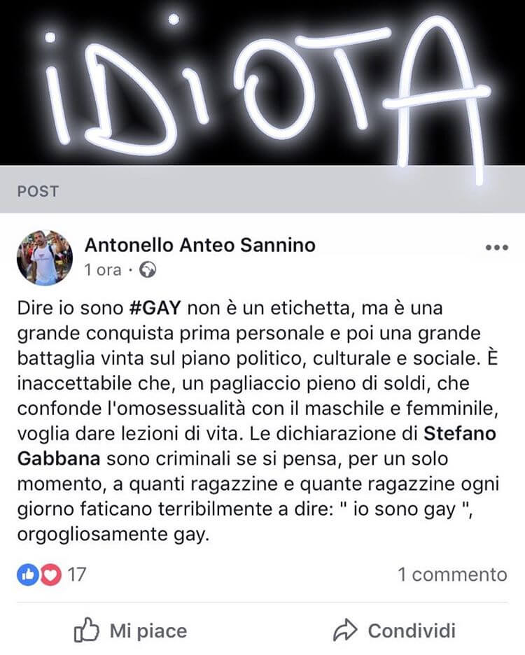 Stefano Gabbana a chi lo critica: "Idiota" - gabbana 2 - Gay.it