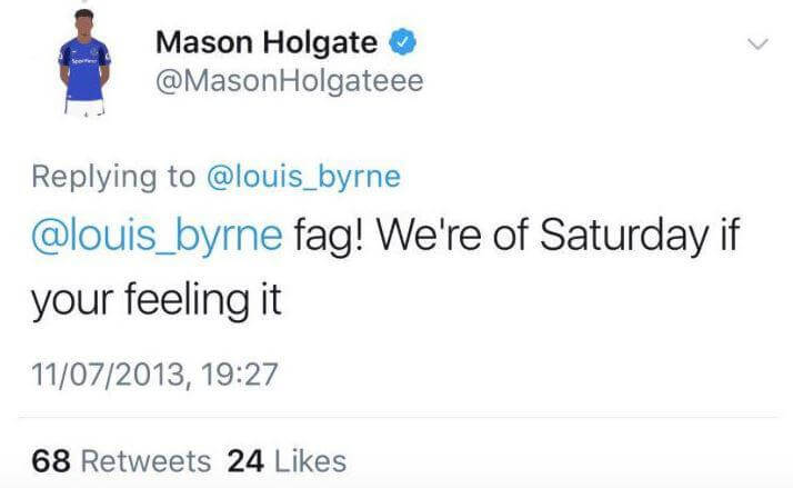 Mason Holgate, tweet omofobi: nei guai il calciatore dell'Everton - Mason Holgate 3 - Gay.it
