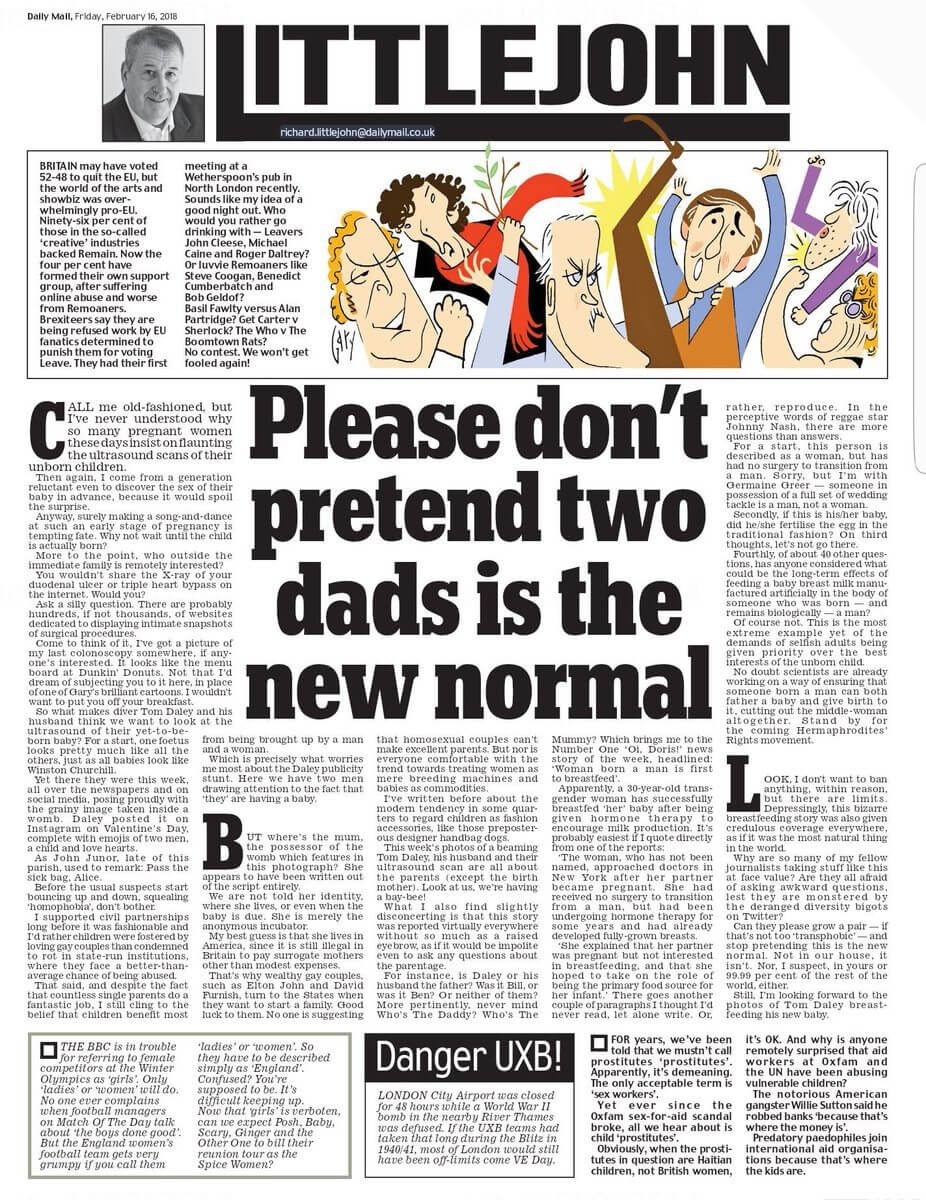 Giornalista inglese all'attacco di Tom Daley: 'I papà gay non sono la normalità, mi fanno vomitare' - Littlejohn - Gay.it