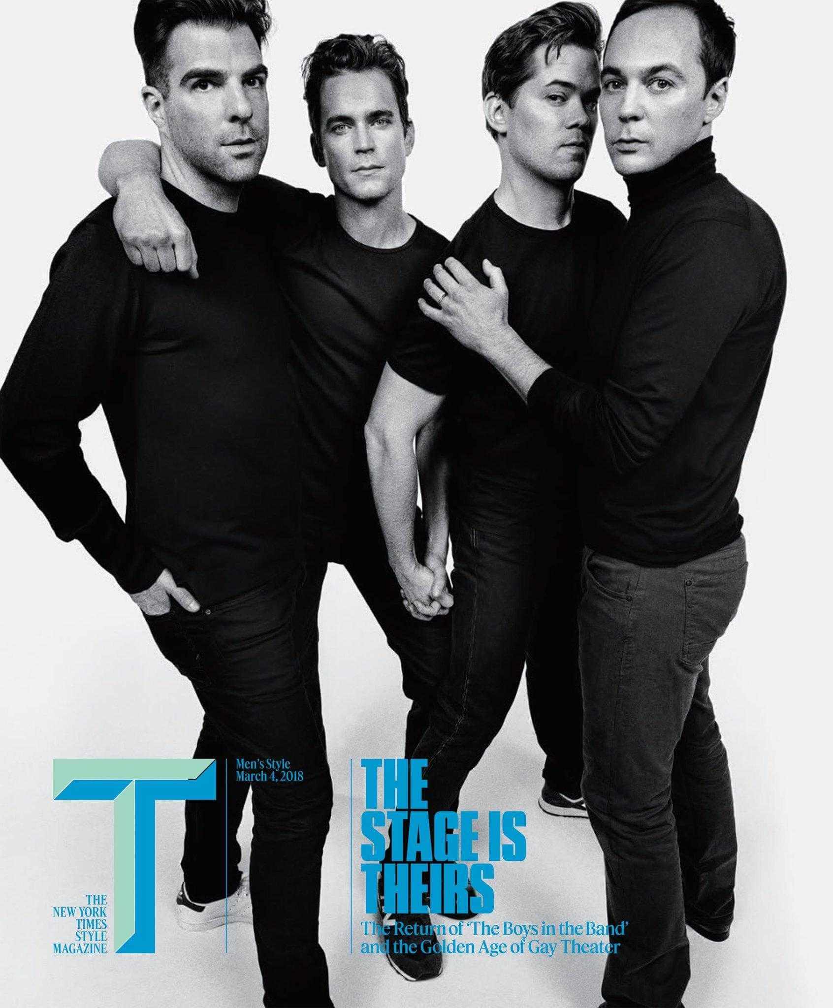 T Magazine, 4 attori gay in copertina per il ritorno di The Boys In The Band - Zachary Quinto Matt Bomer Andrew Rannells and Jim Parsons - Gay.it