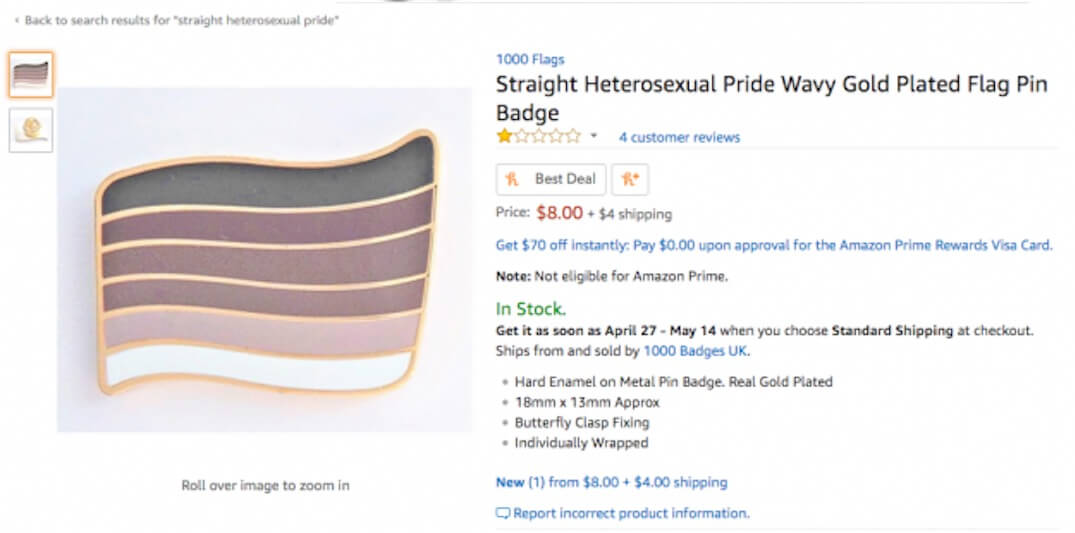 Amazon, polemiche e sfottò per la 'spilla eterosessuale' - Scaled Image 2 1 - Gay.it