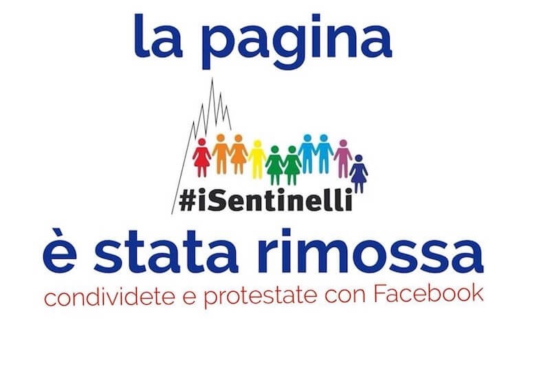 I Sentinelli di Milano, Facebook censura la pagina