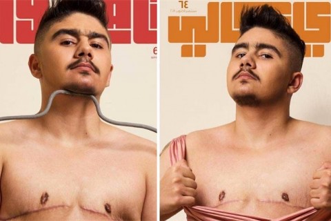Uomo trans a petto nudo sulla copertina di una rivista araba - My Kali - Gay.it