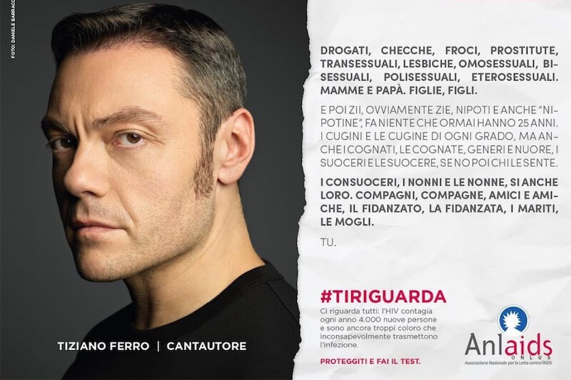 #TiRiguarda, la potentissima campagna AnlAids con Tiziano Ferro tra i protagonisti – video