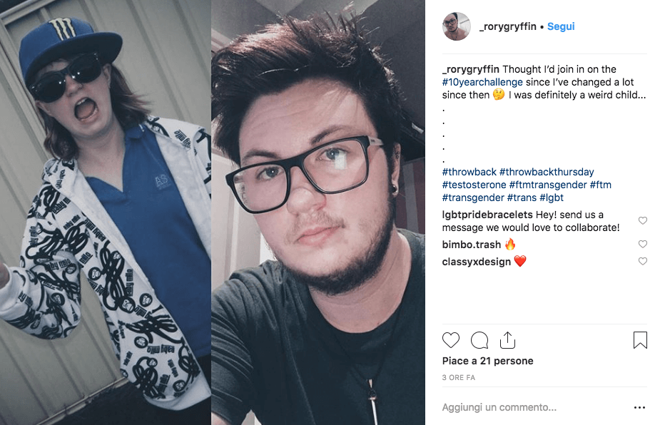 La transizione delle persone trans con #10yearschallenge