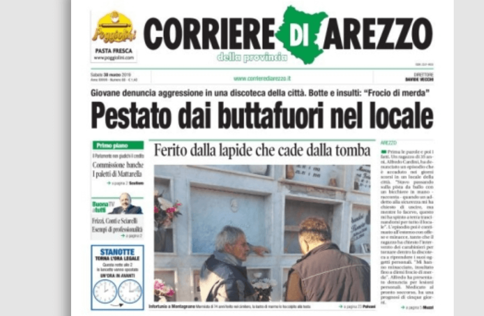 Arezzo, picchiato e cacciato da una discoteca: ‘vai via froc*o di mer*a’