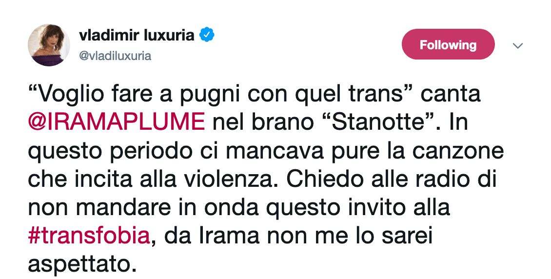 Irama canta 'voglio fare a pugni con quel trans' - l'attacco di Vladimir Luxuria - Stanotte di Irama - Gay.it