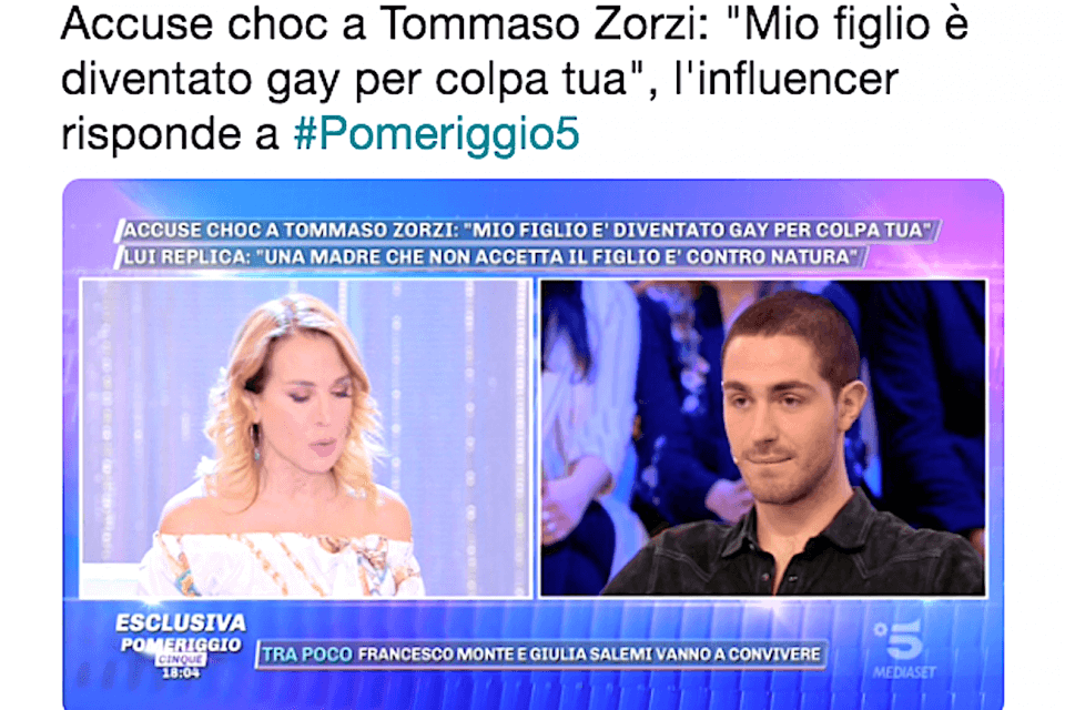 Barbara D’Urso attacca la madre che insultò Tommaso Zorzi per aver fatto ‘diventare’ gay il figlio