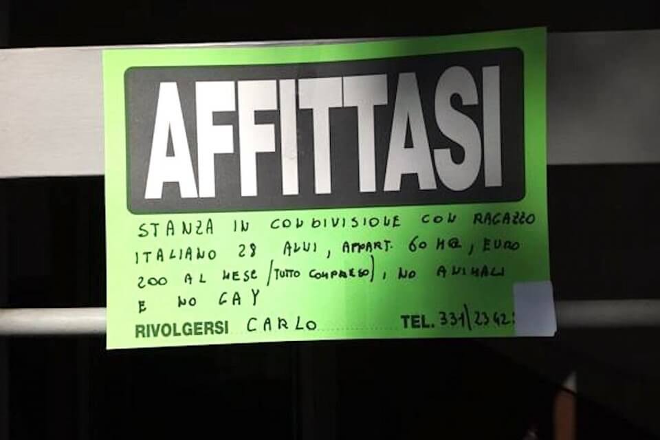 Roma, nuovo caso: si affitta la stanza, ma non a gay e animali