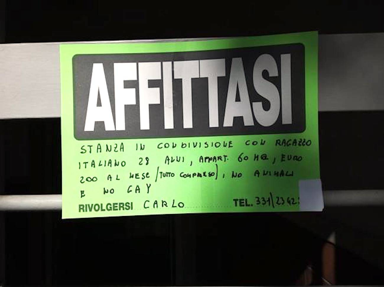 Roma, nuovo caso: si affitta la stanza, ma non a gay e animali