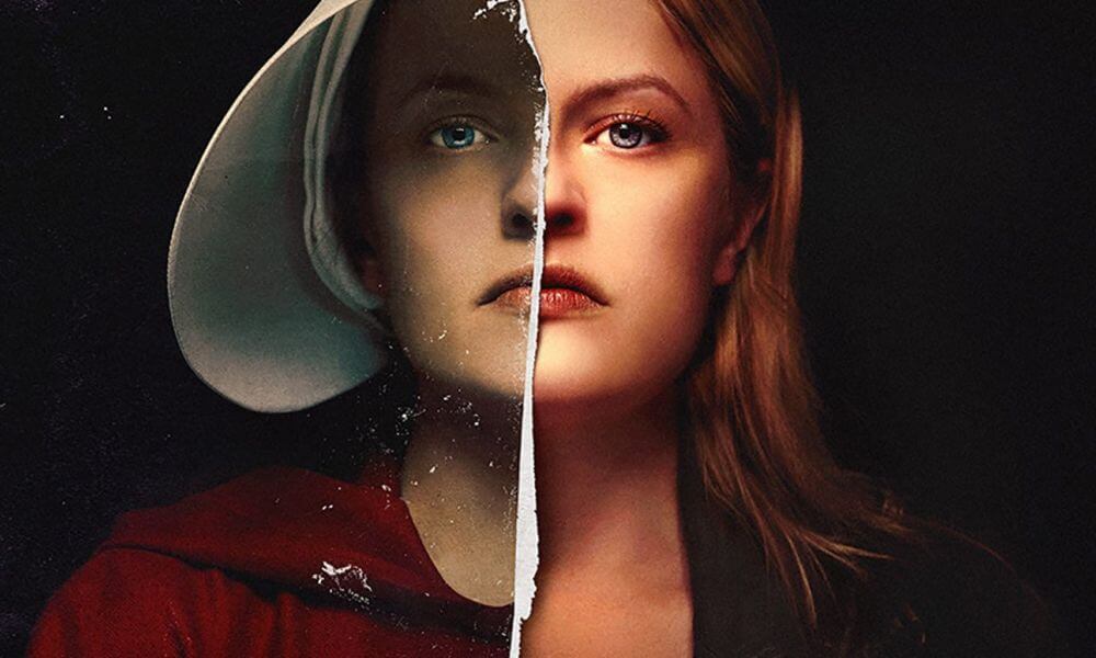 Elizabeth Moss nella locandina della terza stagione di The Handmaid's Tale