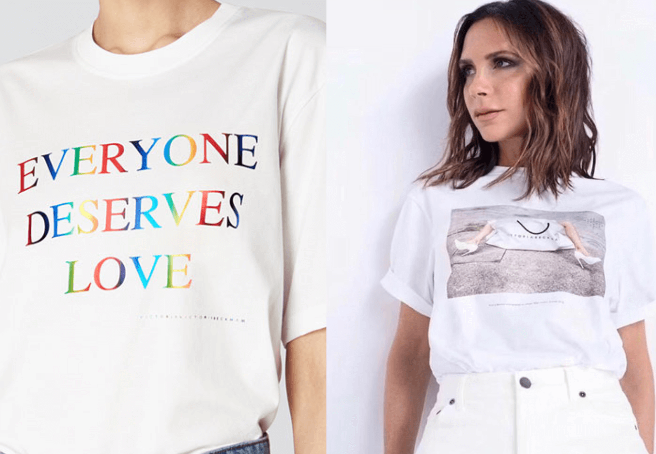 Victoria Beckham e la sua maglietta Pride: il 25% del ricavato ai giovani senzatetto LGBTQI
