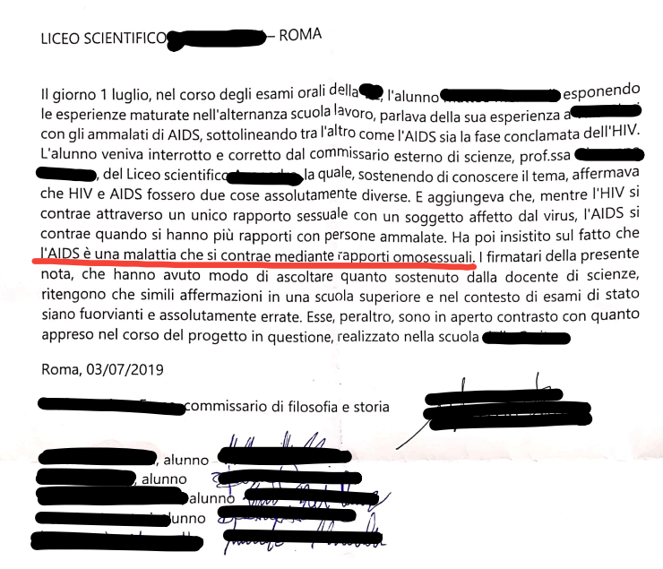 Prof di biologia: 'Aids si contrae con rapporti omosessuali'. Polemiche durante la maturità in un liceo romano - aids liceo roma - Gay.it